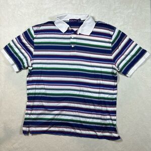 Ralph Lauren Purple Label Made in Italy XL Blue Res Stripe Classic Polo Shirt